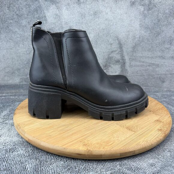 True Religion Shoes - True Religion Boots Womens Size 7.5 Black Chelsea Ankle Lug Sole Block Heel